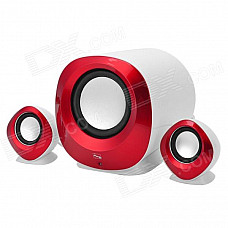 XiaoKe S81 USB 2.0 Wired 2.1-Channel Bass Speaker Set for Computer - Deep Red + White