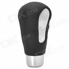 Universal Car Cow Leather + Aluminum Alloy Shift Gear Knob - Black + Silver