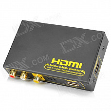 HDMI Splitter / Digital Audio Converter / Analog Audio Decoder - Black + Yellow (1-In / 2-Out)