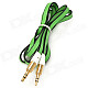 JJBY 3.5mm Male to Male Aux Car Audio Flat Cable - Green + Black