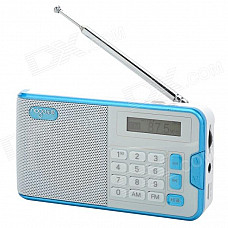 NOGO R808 Portable 1.2" LCD FM / AM Radio / MP3 Player w/ Micro USB / 3.5mm / TF - White + Blue