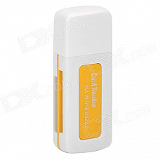 USB 2.0 4-in-1 TF / SD / MS / M2 Card Reader - White + Yellow