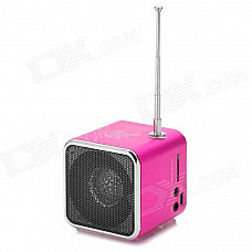 TD-V26 Portable Mini 1.0" LCD Speaker w/ MP3 / FM Radio - Deep Pink + Black