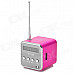 TD-V26 Portable Mini 1.0" LCD Speaker w/ MP3 / FM Radio - Deep Pink + Black