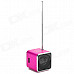 TD-V26 Portable Mini 1.0" LCD Speaker w/ MP3 / FM Radio - Deep Pink + Black