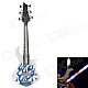 Fashionable Guitar Style Gasoline Lighter w/ LED Light - White + Blue (3 x LR626)