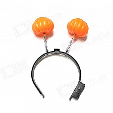 Halloween Flash Double Color LED Pumpkin Head Hoop - Black + Orange (3 x AG13)