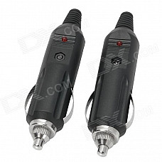 20036 Car Cigarette Lighter Plug Socket w/ LED Indicator - Black (2 PCS)