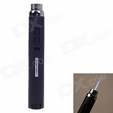 Adjustable Fuel Orange Flame Butane Lighter w/ Long Handle - Black + Silver