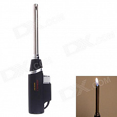 Adjustable Fuel Orange Flame Oil Lighter w/ Long Mouth - Black + Silver