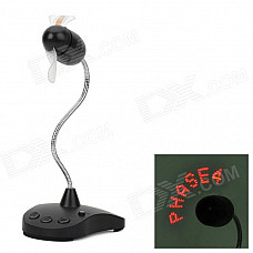 216-05 USB 2-Blade 1-Fan 7-LED Red Flashing Light Massage Fan - Black (3 x AAA)