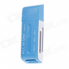 Mini All-in-1 USB 2.0 Card Reader - Blue + White (Max.32GB)