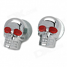 Stylish Skull Style Decorated DIY Screw for Harley Motorcycle - Silver + Red (2 PCS)
