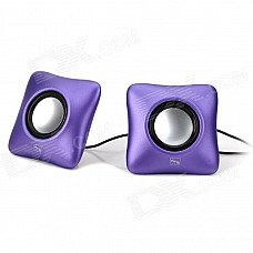 XiaoKe S186 Portable USB 2.0 Stereo Speakers - Black + Purple + Silver White (2 PCS)