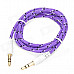 3.5mm Male to Male Audio Connection Nylon Cable - Purple + Black + White (1m)