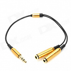 ShangHeZhong 1-to-2 3.5mm Male to Female Audio Share Adapter Cable - Black + Golden