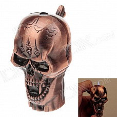 Personality Skull Head Style Blue Flame Butane Gas Lighter - Purple Bronze