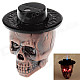 Cool Skull Heads Style Blue Flame Butane Gas Lighter w/ Light + Sound - Purple Bronze + Black