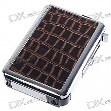 Automatic Ejection Metal Cigarette Case with Windproof Butane Jet Torch Lighter (Holds 10)