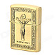 LiTian 01A Jesus Christ Pattern Zinc Alloy Yellow Flame Kerosene Oil Lighter - Brass