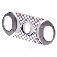 Fashionable Grid Stainless Steel Cigar Cutter Knife - Grey + Golden + Silver