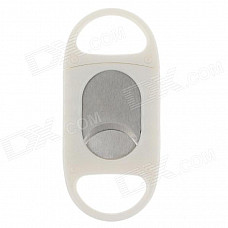 Single Blade Plastic + Stainless Steel Cigar Cutter Knife - White + Silver