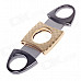 Dual Blades Stainless Steel Pull Type Cigar Cutter Knife - Golden + Grey