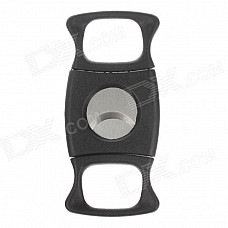 Portable Plastic + Stainless Steel Cigar Cutter Knife - Black + Silver