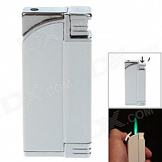 Fashion Windproof Butane Gas Lighter / Electric Trick Toy - White + Silver