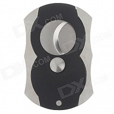 5203 High Quanlity Flip Down Double Blades Sharp Stainless Steel Cigar Cutter - Silver + Black