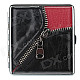 Zipper Style PU Leather + Stainless Steel Double-sided Cigarette Case - Black (Holds 20 PCS)
