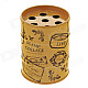 Fashion Oil Drum Shaped Stamp Collage Pattern Stainless Steel Ashtray / Pen Holder - Orange + Black