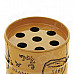 Fashion Oil Drum Shaped Stamp Collage Pattern Stainless Steel Ashtray / Pen Holder - Orange + Black