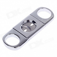 Double Blades Sharp Stainless Steel Cigar Cutter - Silver