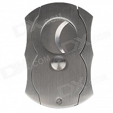 5203 High Quanlity Flip Down Double Blades Sharp Stainless Steel Cigar Cutter - Silver