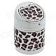 635BF Leopard Print Stainless Steel Automatic Spring Lid Ashtray - Silver + Brown + Black