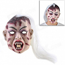 Halloween Vampire Mask with Hair - Red + White