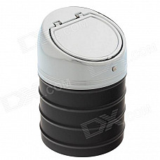 635B Stainless Steel Automatic Spring Lid Ashtray - Silver + Black