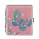 775-4 Butterfly Pattern Portable PU Leather + Aluminium Alloy Cigarette Case - Pink + Blue