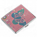 775-4 Butterfly Pattern Portable PU Leather + Aluminium Alloy Cigarette Case - Pink + Blue