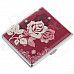 775-4 Fashion Rose Pattern Portable PU Leather + Aluminium Alloy Cigarette Case - Red + White