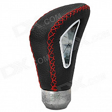 Sylish Leather + Aluminum Alloy Car Shift Gear Knob - Black + Silver + Red