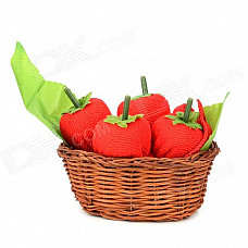 Decoration Towel Strawberry Basket for Wedding + Birthday - Red + Brown