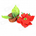 Decoration Towel Strawberry Basket for Wedding + Birthday - Red + Brown