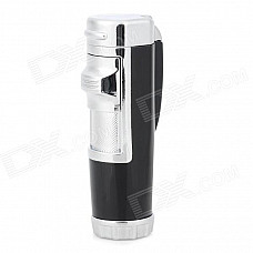 FS633 Windproof Outdoor Dual-Flame Butane Gas Jet Lighter - Silver + Black