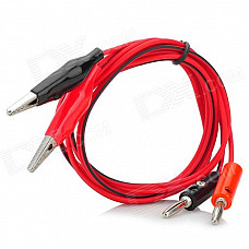 Multimeter Banana Plug to Alligator Clip Test Probe Cable - Red + Black (100cm)