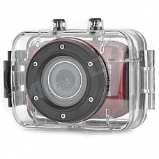 DV123 Outdoor Sports Waterproof HD 2.0 TFT 1.3MP CMOS Camera w/ TF / Mini USB Set - Red + Black