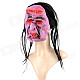KB-01 Halloween Scary Plastic Face Mask w/ Hair - Black + Purple + Red
