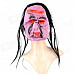 KB-01 Halloween Scary Plastic Face Mask w/ Hair - Black + Purple + Red