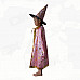 Children's Satin Cloak Costume w/ Hat for Halloween - Pink + Golden (Size-L)